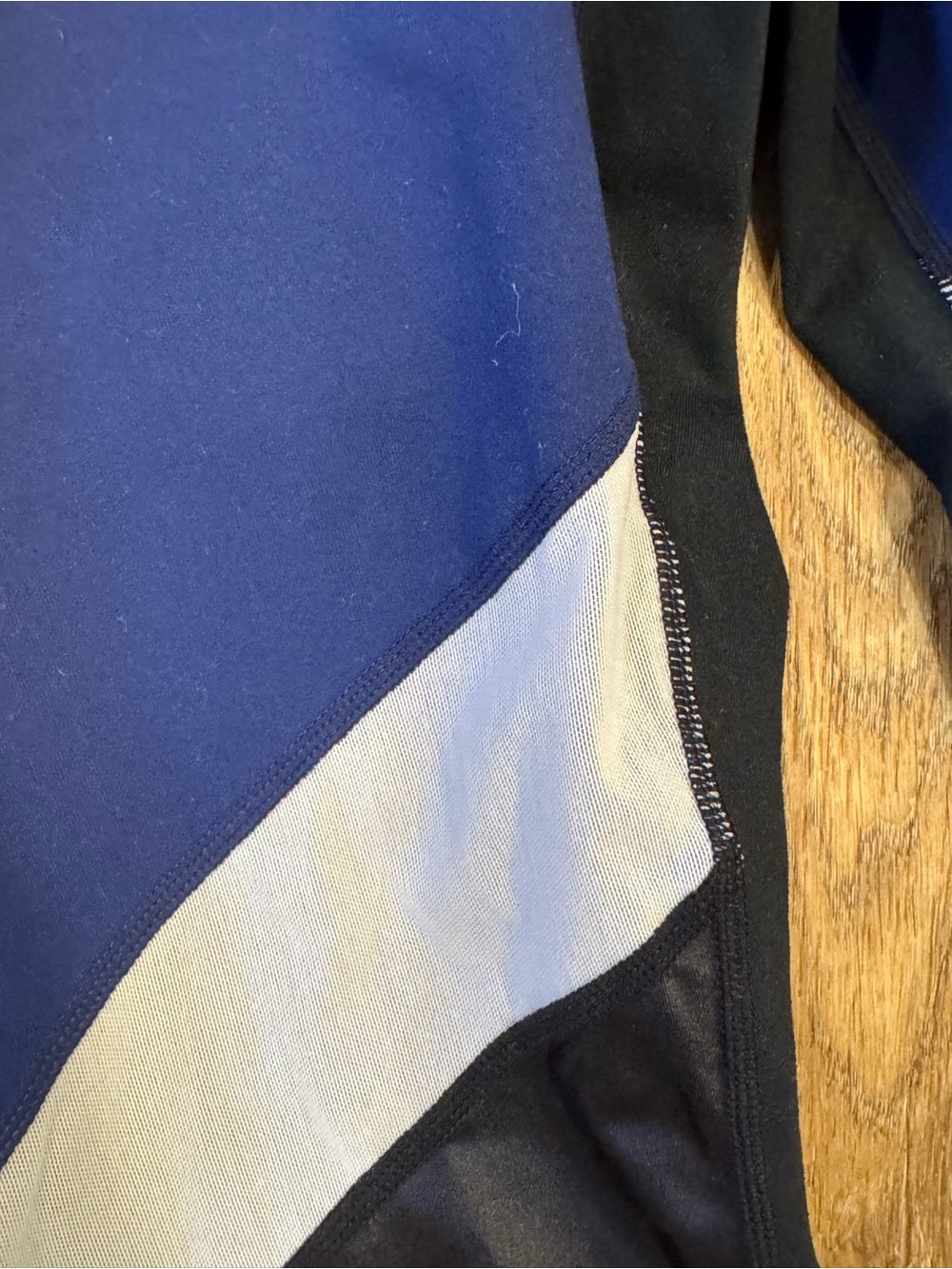 Fabletics Navy, White & Black Colorblock Leggings with Drawstring - Picture 4 of 8